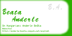 beata anderle business card